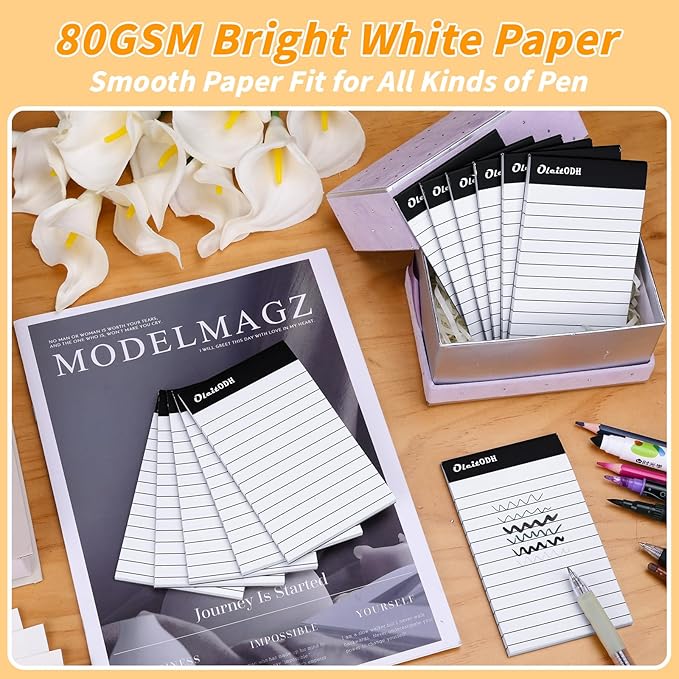 Oleitodh 3x5 Notepads – 48 Pack White Memo Pads Small Writing Pads with Perforated Lined Pages, Mini Note Pads 30 Sheets per Lined Note Pads 3x5, Pocket Notepads for Office School Home Supplies
