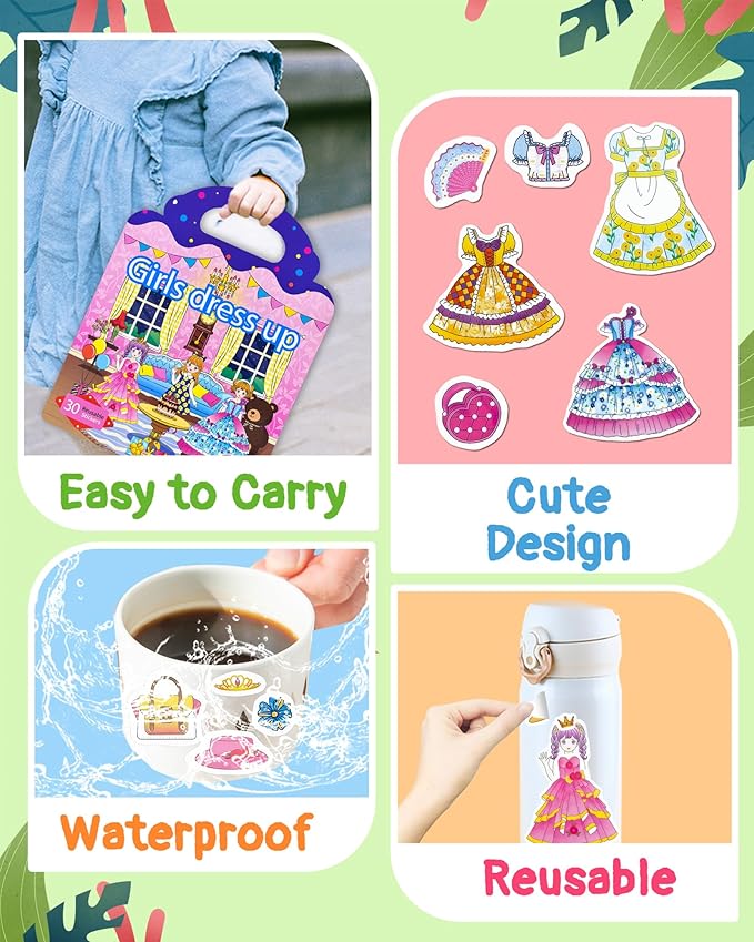 Benresive Reusable Sticker Book for Toddlers, Travel Stickers for Kids, Toddler Crafts Activities Toys, Birthday Gifts for Boys & Girls - Dress Up