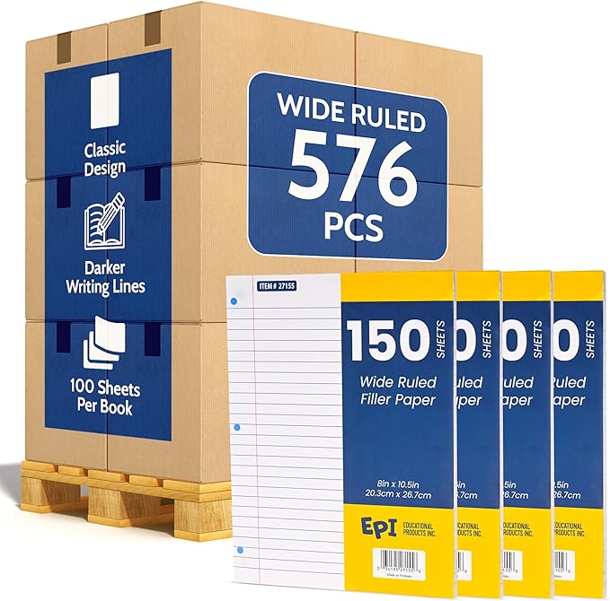 576 Pack (Pallet) Bulk EPI Spiral Notebooks – College Ruled, 70 Sheets, Durable Spiral Binding – Assorted – 10.5 x 8in – Bulk School Supplies, Heavy Duty for Journaling, Office or Classroom Notes
