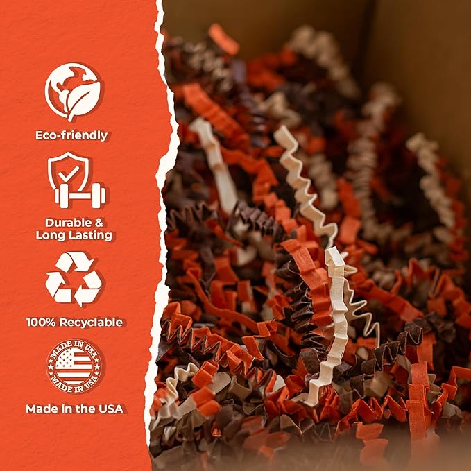 MagicWater Scented Crinkle Cut Paper - 2 oz - Pumpkin Spice - Perfect for Shredded Paper Filler, Basket Filler, Gift Boxes, Bridesmaid Gifts, Christmas Stuffers & More – For All Occasions