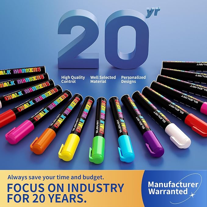 SILENART Purple Chalk Markers - 15mm Jumbo Tip Car Marker - Wide Thick Window Chalk Pen for Chalkboard, Window, Glass, Mirror, Blackboard