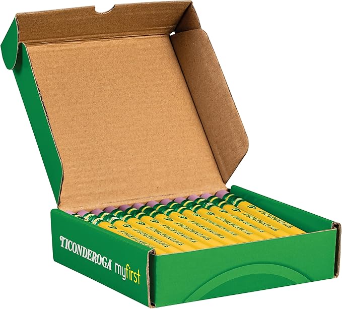 Ticonderoga My First Short Triangular Wood-Cased Pencils, #2 HB Soft, Yellow, 36-Count Pack