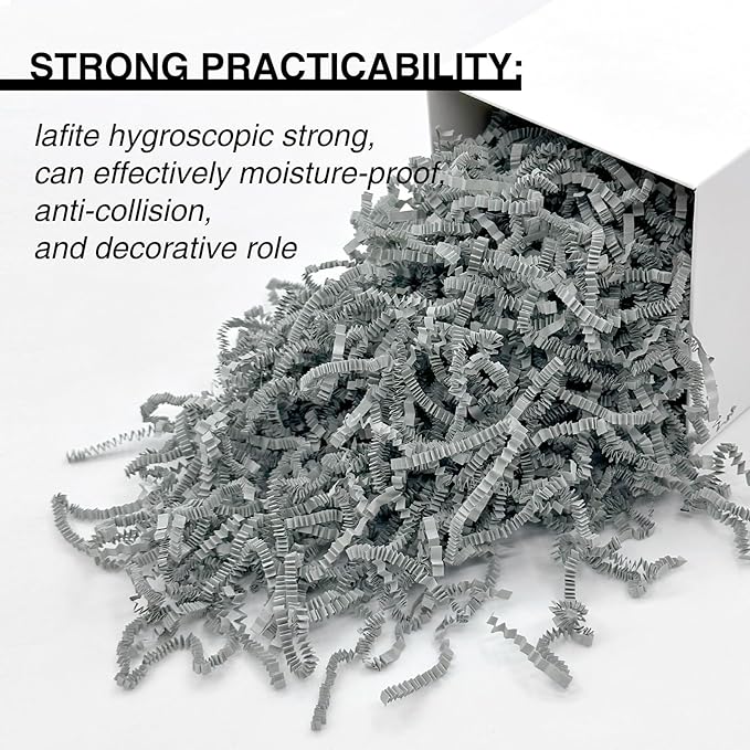 1LB Crinkle Cut Paper Shred Filler for Gift Box Bag and Basket On Holidays(Grey)
