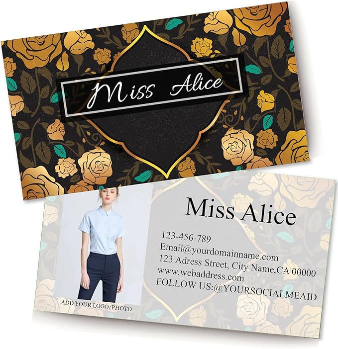 Customized Name Cards 500 PCS, Customized Design with Picture Texture All Business Designs cards No Additional Charge (Color-C)
