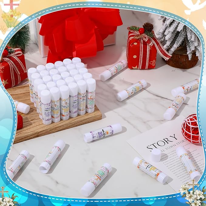 Zubebe 200 Pcs White Glue Stick Bulk Back to School Gifts First Day Sets 0.32 oz Washable Glue Stick for Crafts Home Classroom Prize Party Supplies Scrapbooking Crafting Supplies (Bible)