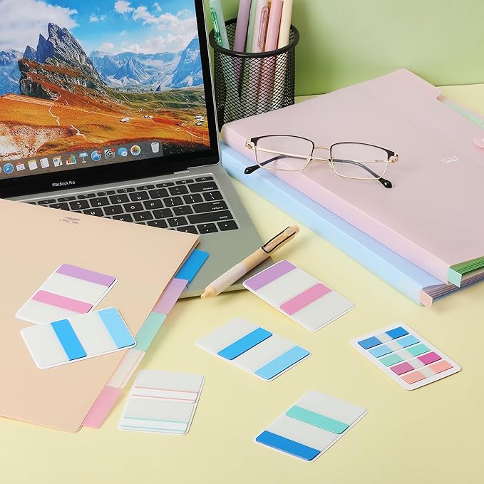 Mr. Pen- Sticky Index Tabs, 500 Pcs, 21 Sets, Colorful, Writable Colored Pages Markers Labels for Reading Notes, Books, Binders, Notebook, Folders and Classify Files, Water-Resistant