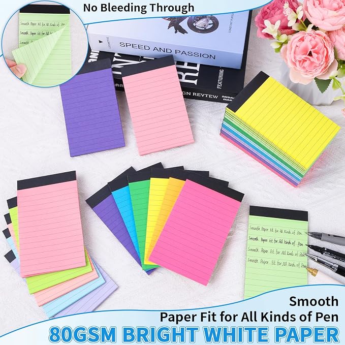 Oleitodh 48 Pack 3 x 5 Inch Note Pads 12 Colors Mini Memo Pads