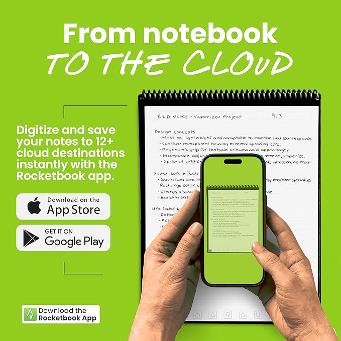 Rocketbook Flip - with 1 Pilot Frixion Pen & 1 Microfiber Cloth Included - Gray Cover, Letter Size (8.5" x 11")