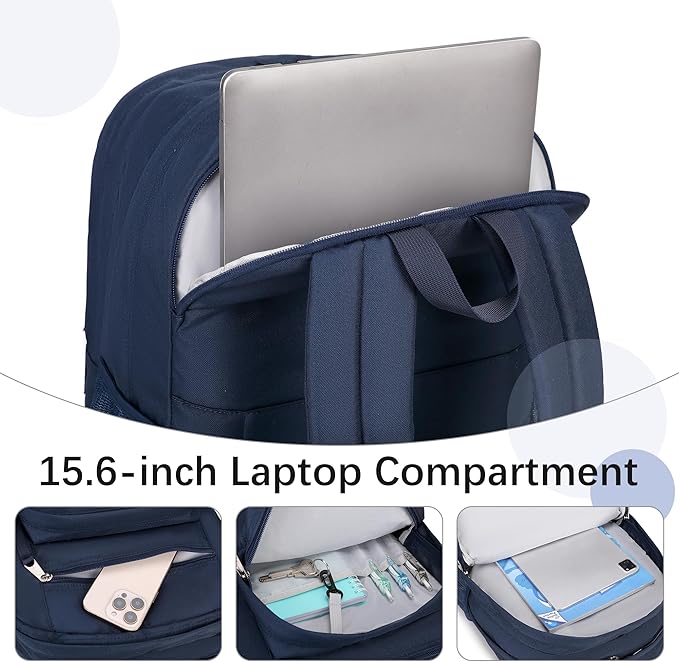 abshoo 34L Big Student Backpack for School Water Resistant Lightweight College Bookbag Travel Backpack (Navy)