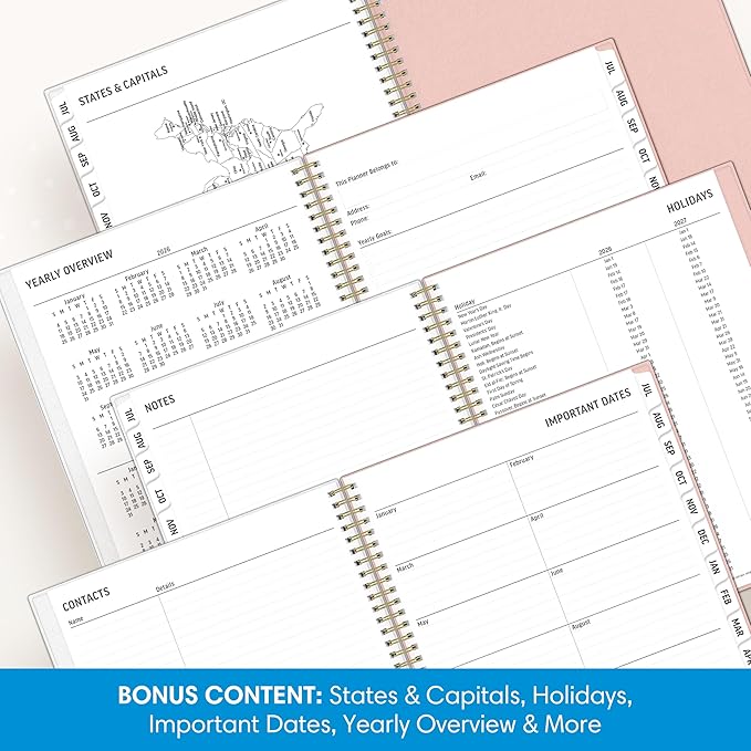 Blue Sky 2026-2027 Large Print Weekly and Monthly Academic Year Planner Calendar, July 2026 - June 2027, 8.5" x 11", Flexible Cover, Wirebound, Storage Pocket, Laminated Tabs, Charlotte
