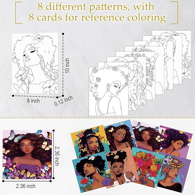 Cholemy 36 Pcs Paint and Sip Kit for Adults 8''x10'' Pre Drawn Canvas for Painting DIY Afro Acrylic Painting Kit Wood Easel Brushes Date Night Bulk for Father's Day Party Gifts(Sunshine Lady)