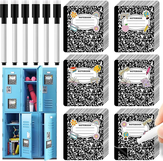 Crtiin Magnetic Name Tags for Lockers Composition Notebook Dry Erase Labels Magnetic Reusable Name Tags for Back to School Whiteboard Classroom School Bus Locker Fridge