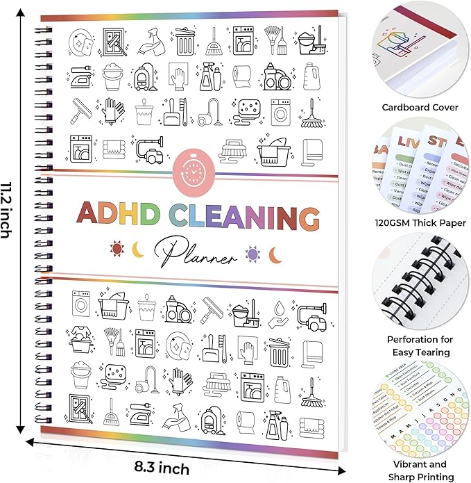 Adhd Cleaning Planner - Reusable Adhd Clean Planner for Adults Cleaning and Organizing Planners Daily Weekly Monthly - Cleaning Schedule and Checklist ADHD Planners for Women Editable Household Schedule Planners 2026