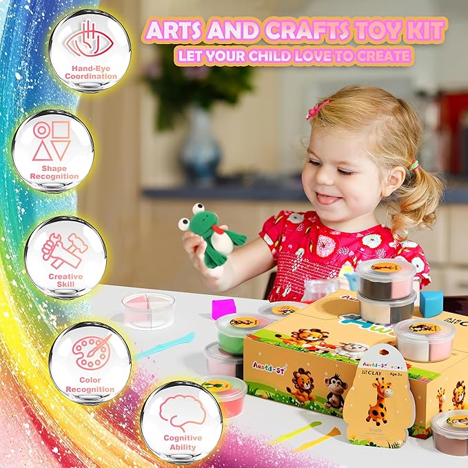 Aestd-ST Air Dry Clay Kit - Animal Theme, Modeling Clay for Kids, DIY Model Magic Clay with Sculpting Tools and Tutorials, 12 Boxes Molding Clay, Soft & Non-Sticky, Arts and Crafts Gift for Kids