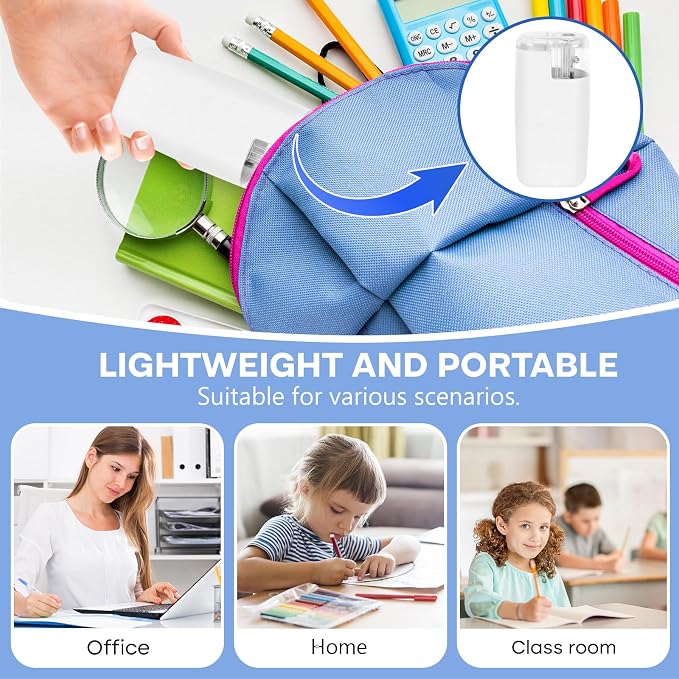 Portable Battery-Powered Electric Pencil Sharpener – Compact Design for Easy Use at Home, School, or Office – Ideal for Standard Pencils (White)