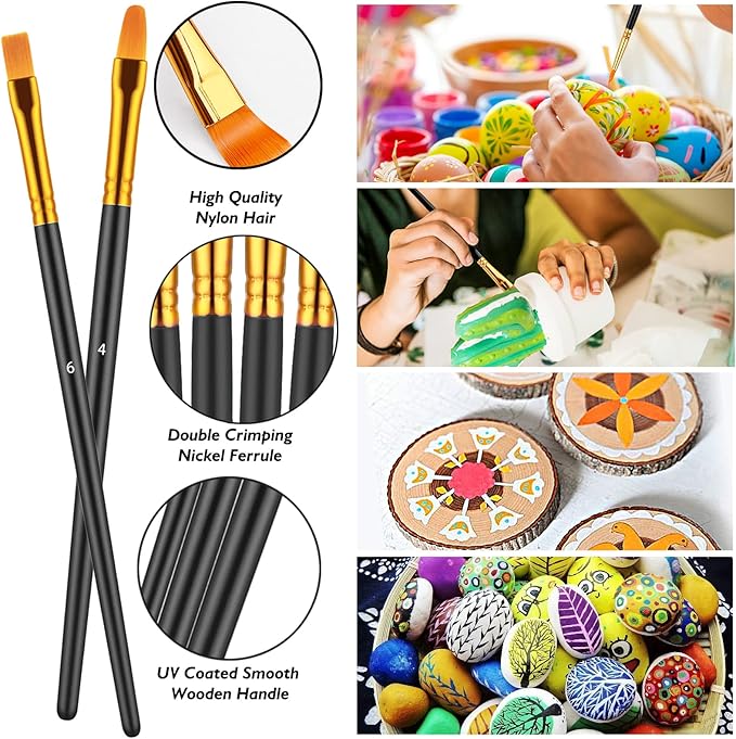 Paint Brushes Set, 30 Pcs Paint Brushes for Acrylic Painting, Oil Watercolor Acrylic Paint Brush, Artist Paintbrushes for Body Face Rock Canvas, Adult Drawing Arts Crafts Supplies, Black