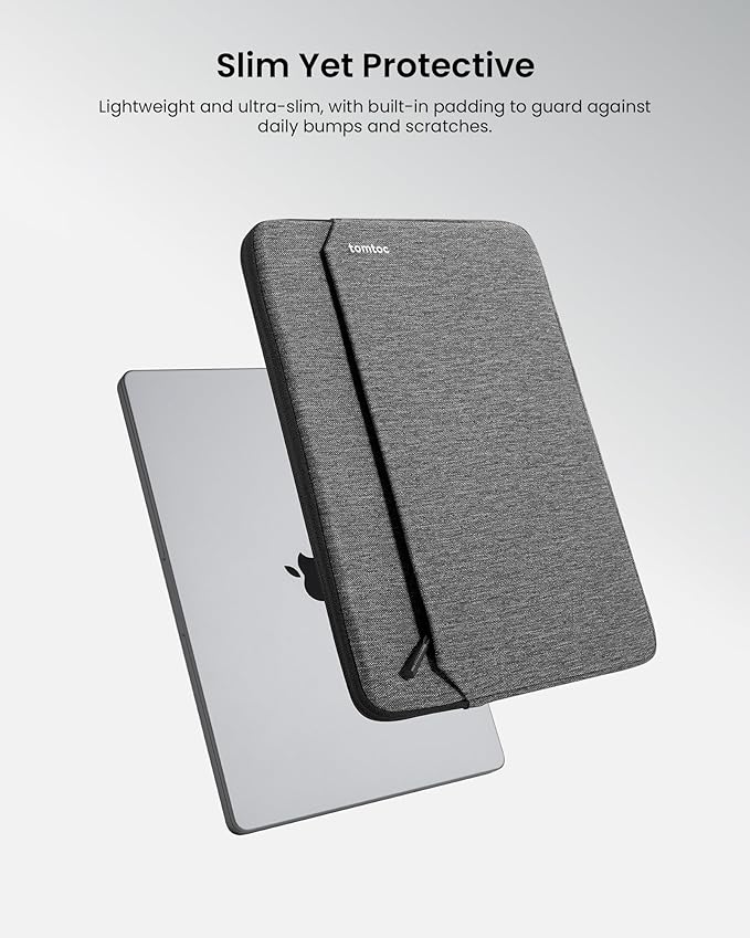 tomtoc Slim Laptop Sleeve Case for 13-inch 2026 New MacBook Air M5/A3449 M4/A3420 M3/A3113 M2/M1, Fits MacBook Neo A18 Pro, Water-Resistant Protective Carrying Case with Accessories Pocket