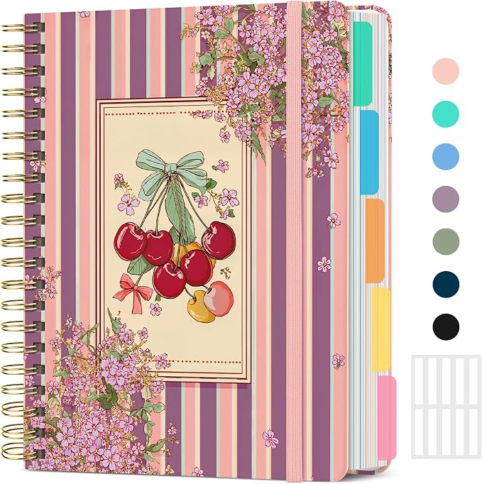 Taja Spiral Notebooks for Work 5 Subject Notebook with Removable Dividers
