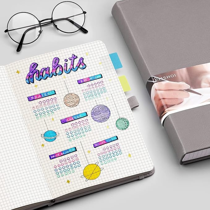 EMSHOI Graph Grid Journal Notebook, 256 Pages, A5 Size 5.7'' x 8.3''