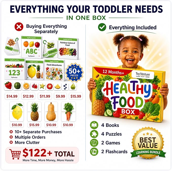 TOYVENTIVE Preschool Activity Set for Boys – Educational Toddler Toys with Flashcards, Matching Games and Montessori Activity Cards for Visual Recognition and Play-Based Exploration – Ages 1
