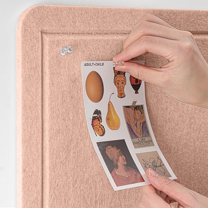 Large Bulletin Board - 48 x 36 Inches, Decorative Felt Pin Board for Wall - 4' x 3' Foldable Photo Display Board with Self-Adhesive Tape,Includes 20 Push Pins - Mauvey Pink