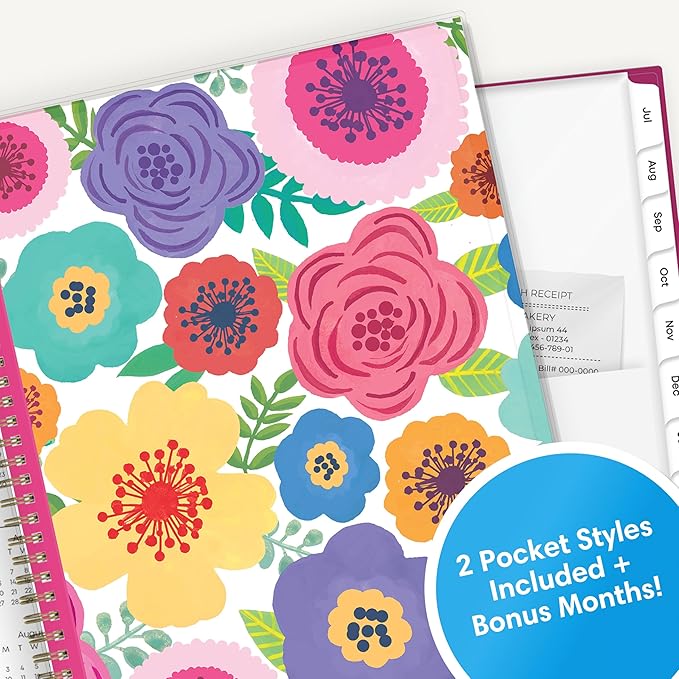 Blue Sky 2025-2026 Weekly and Monthly Academic Year Planner Calendar, July 2025 - June 2026, 8.5" x 11", Flexible Cover, Wirebound, Storage Pocket, Laminated Tabs, Mahalo