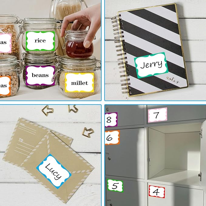 Colored Name Tags,200 Pcs Name Stickers 8 Color Name Tag Sticker for Clothes Gifts, 2'' x 3'' Nametags Stickers for School Office Home