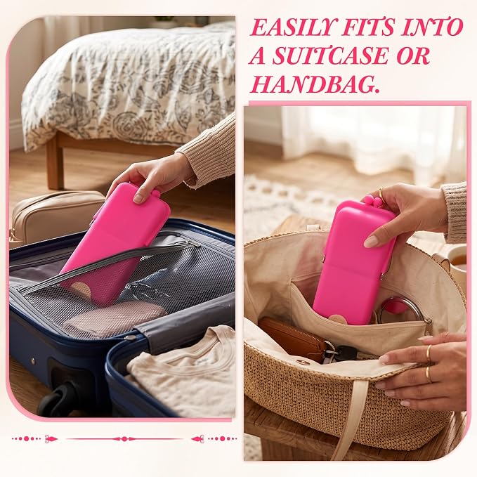 Kacctyen Makeup Brush Case Silicone Standing Makeup Brush Holder,Hot Pink | Silicone Make up Travel Bag with Suction Portable Cosmetic Organizer Phone Stand Pouch for Travel Home Back to School Use
