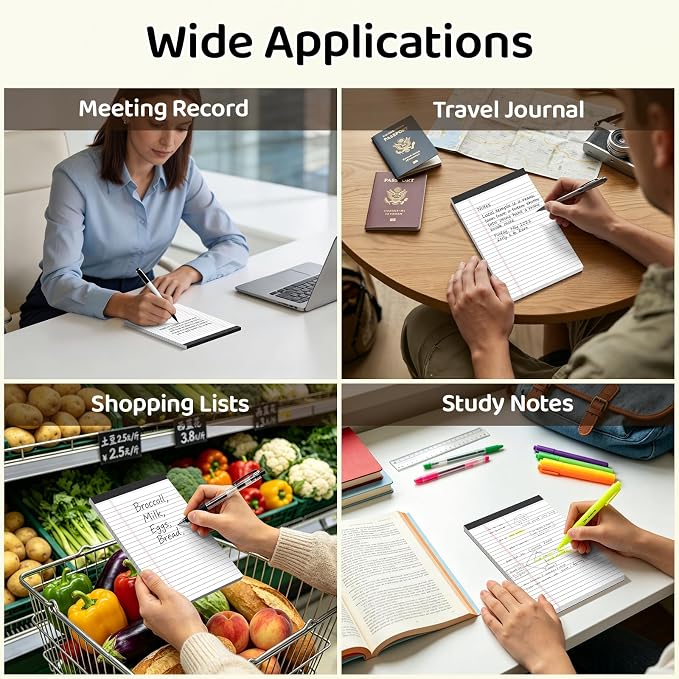 5x8 Lined Notepads 36-Pack - White Ruled Memo Pads with Firm Backing for Daily Lists, School Notes & Office Reminders | Smooth No-Bleed Paper for Students, Teachers & Professionals