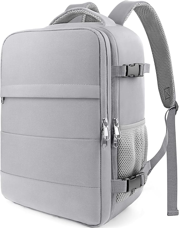 HOTOR Travel Backpack Flight Approved Bag Men Women, Medium Grey | TSA Carry on Luggage, 15.6inch Laptop, Casual Daypack Travel Essentials Nurse Bag for Work, Business, Weekender, College