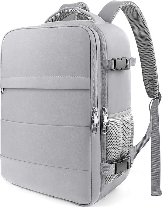 HOTOR Travel Backpack Flight Approved Bag Men Women, Medium Grey | TSA Carry on Luggage, 15.6inch Laptop, Casual Daypack Travel Essentials Nurse Bag for Work, Business, Weekender, College
