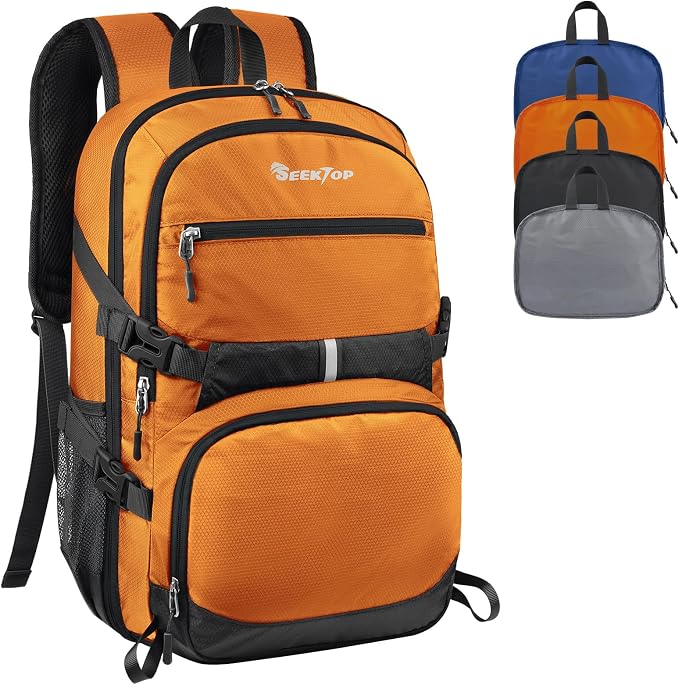 Seektop Travel Backpack for Men Women, Multiple Pockets 40L Hiking Backpack | Lightweight Foldable Carry on Backpack for Outdoor Camping Sport Leisure