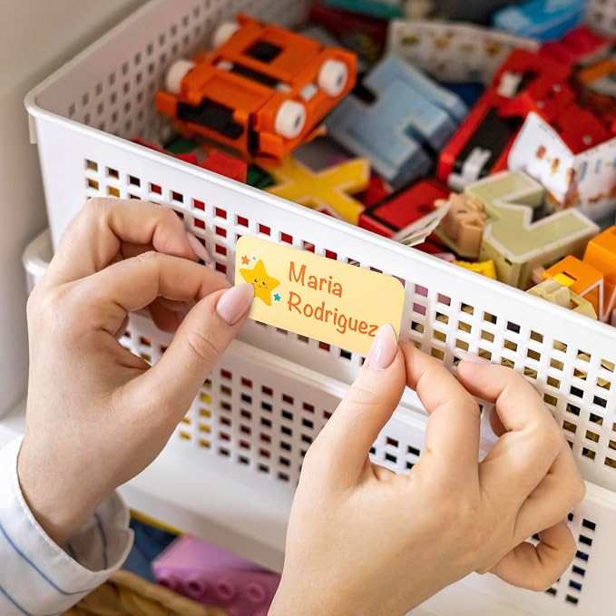 Personalized Waterproof Name Labels for Kids | Optional Packs 50, 150, 230 Labels | Custom Name Stickers for Kids' Clothing Tag, Water Bottle, Lunch Box, Customize Kid Name Label for Daycare Sky
