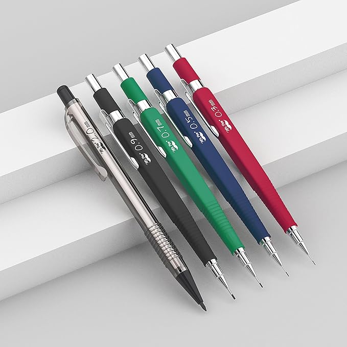 Mr. Pen- Art Mechanical Pencil Set, 5 Mechanical Pencils (0.3, 0.5, 0.7, 0.9, 2.0mm), 5 HB Lead Refills & 10 Eraser Refills, Precision Drawing Pencils for Sketching, Writing & Technical Artwork