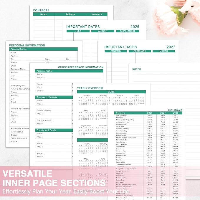 GuassLee 2026-2027 A5 Planner – Weekly & Monthly Planner Organizer Jul 2026 - Jun 2027, Abstract Floral Daily Agenda Planning Book with Hardcover, Pocket, Stickers & Tabs for Women Students Office