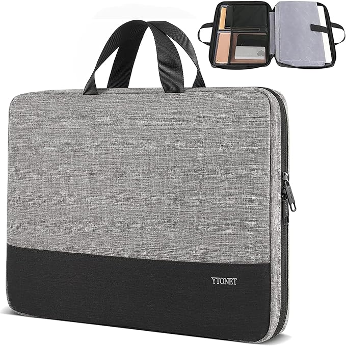 Ytonet Laptop Sleeve Case 17 17.3 Inch, Slim Water Resistant TSA Laptop Bag with Handle Protective Computer Carrying Case Compatible with MacBook Pro, HP, Dell, Lenovo, Asus 16–17 Inch Notebooks, Grey