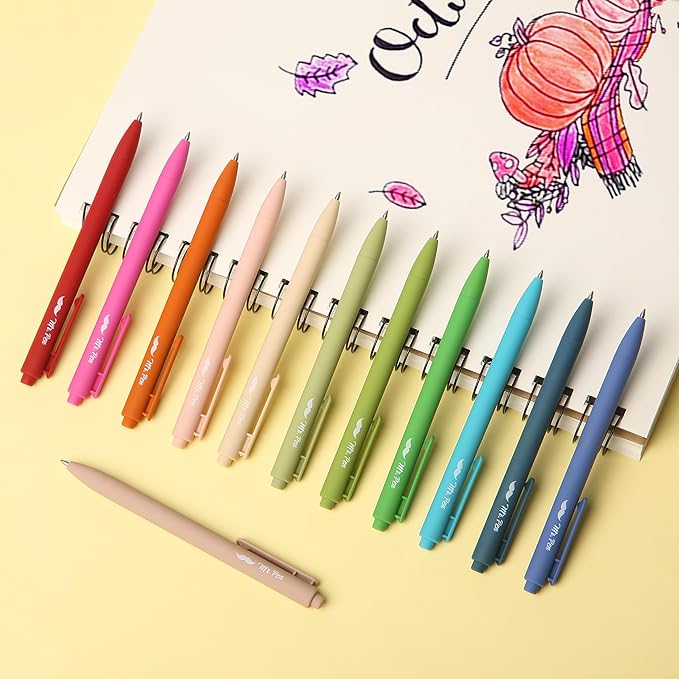 Mr. Pen- Retractable Gel Pens, 12 Pack, Assorted Color Inks, Fine Point 0.7mm, Fast Dry, Smooth Writing, Cute Pens for Drawing, Writing Planner and School Supplies