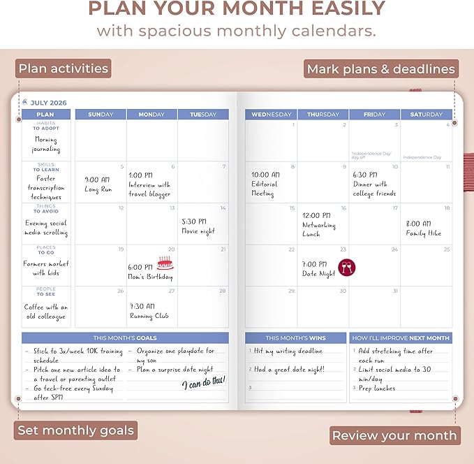 Clever Fox Planner 2nd Edition Dated Jan 2026-Jan 2027 – Colorful Weekly & Monthly Goal Setting Planner, Habit Trackers, Time Management and Productivity Organizer, Gratitude Journal, A5 (Rose Gold)