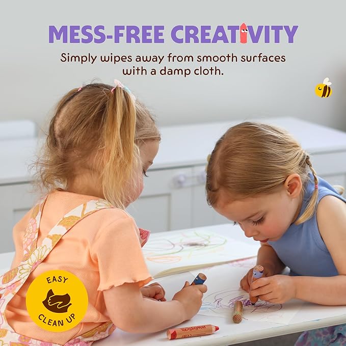 Honeysticks Little Learner Jumbo Colored Pencils (8 Pack) - My First Pencils with Non-Toxic Beeswax Core, Large Easy Grasp Pencil Size, Bright Colors, Toddler Coloring and Drawing, Ages 1-3, 2-4