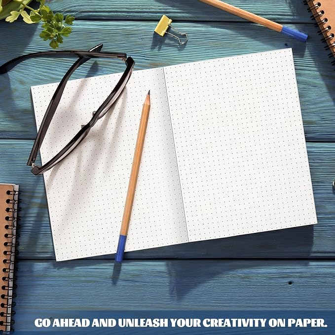 Resurhang 10 Pack Dot Grid Notebooks A5 8.3 x 5.5 Inch Composition Cover 60 Pages Diary Writing Subject Notebooks Black Planner Travel Journal Set for Travelers Students Office