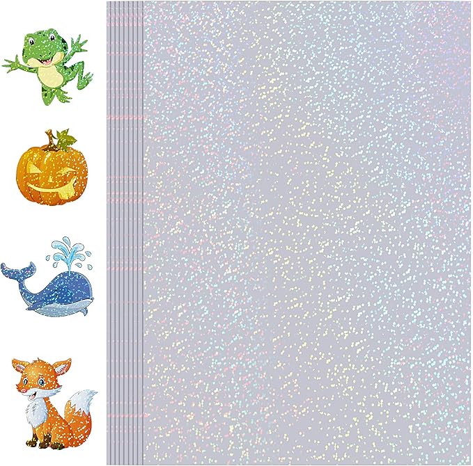 Holographic Sticker Paper, 36 Sheets Transparent Holographic Laminate Vinyl Sheets Self Adhesive, Clear Overlay Lamination Sticker Film for Stickers DIY Crafts, Dots Patterns - 8.5x11 Inch