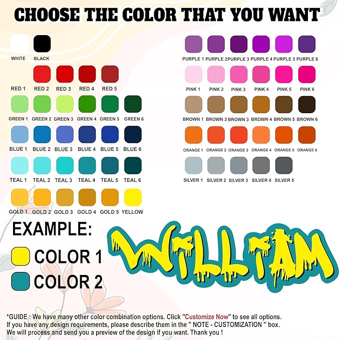 Custom Color Graffiti Name Sticker Personalized Street Style Name Decal Waterproof Vinyl Decal for Water Bottles Tumblers Laptops Hard Hat Cars Kindle for Women Men Teachers