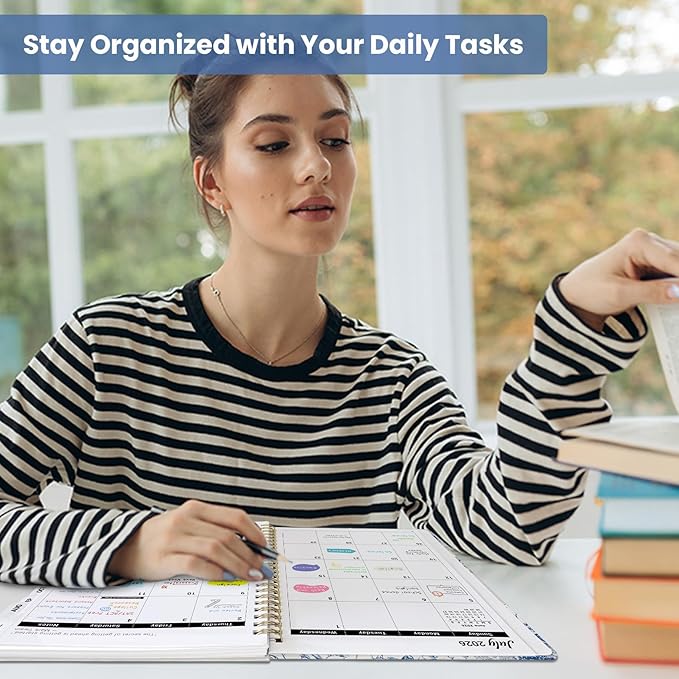 Planner 2026-2027, Hardcover Monthly and Weekly Academic Planner July 2026 - June 2027, Teacher and Student Calendar Agenda Book with Tabs, A4 (8.5" x 11"), Ideal for School and Office, Blue Elegance