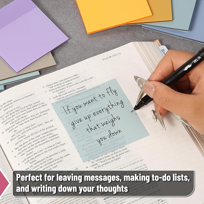 Mr. Pen- Transparent Sticky Notes, 3" x 3", 12 Pads, 600 Sheets, See Through Self-Adhesive Notes for Bible Journaling and Studying, Water-Resistant, Easy to Peel, Clean Removal