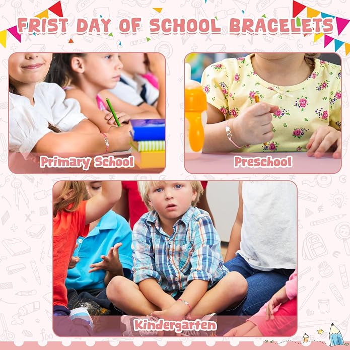 EOBOH First Day of School Bracelet Mommy and Me, Prek Matching Wish Bracelets Set, Adjustable Bracelet for Boys Girls Gifts Stuff Bulk