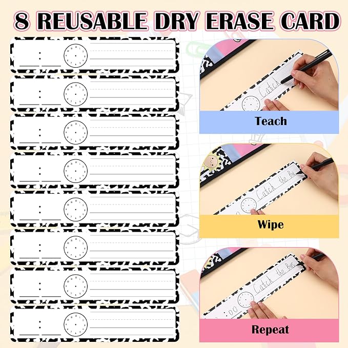 Marspark Daily Schedule Pocket Chart 8+1 Classroom Visual Schedule with Dry Eraser Card Reusable Reversible Chart Welcome Back to School Decorations for Classroom Home Office School Activity