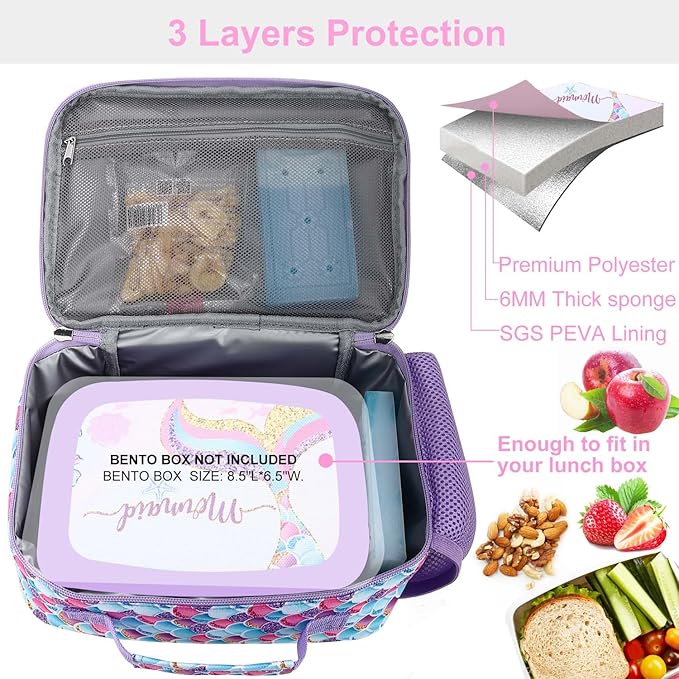 RHCPFOVR Kids Lunch Bag - Insulated Lunch Box for Boys Girls,Washable Lunch Bag and Reusable Toddler Leak-proof Lunchbox for School and Daycare
