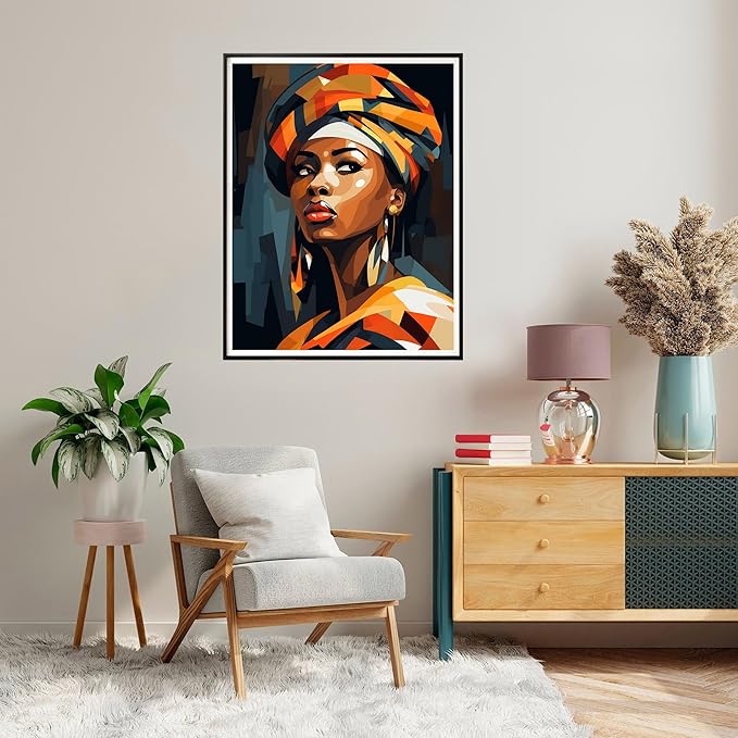 SKRYUIE Paint by Numbers Kit for Adults Beginner African Woman, Acrylic African American Oil Painting by Numbers Kits with PaintBrushes Paintwork Art Crafts Canvas for Home Decor 16x20 inch