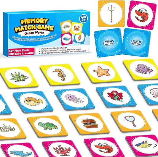 Aizweb Match Game,Memory Game,40 Pcs Toddler Card Games for Boys Girls Kids Ages 3 4 5 6,Flash Cards for Preschool Kindergarten Learning Activities,Educational Toys Homechool Supplies