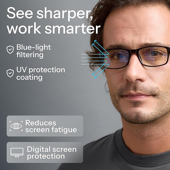 Gaoye 2.75 Professional Reading Glasses for Men for All Day - Computer Readers with Blue Light Protection - Value Pack